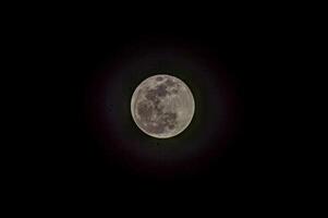 Full moon in night sky, detailed lunar surface, astronomy photography photo