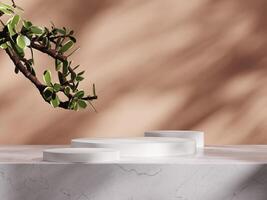 3d display product beige minimal scene with geometric podium platform. cylinder background 3d rendering with podium. stand for cosmetic products. Stage showcase on pedestal 3d beige studio photo