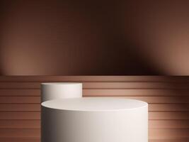 Luxury podium presentation on 3d product display background with abstract brown elegant pedestal showcase or empty stand and premium stage studio cosmetic template. photo