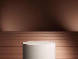Luxury podium presentation on 3d product display background with abstract brown elegant pedestal showcase or empty stand and premium stage studio cosmetic template. photo