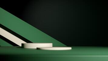 Set of cylinder pedestal podium display, Empty room background. Abstract modern rendering 3d shape for products display presentation. Pastel minimal wall scene, Studio room photo
