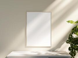 Empty framed canvas for mockups and art illustrations photo