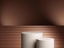 Luxury podium presentation on 3d product display background with abstract brown elegant pedestal showcase or empty stand and premium stage studio cosmetic template. photo