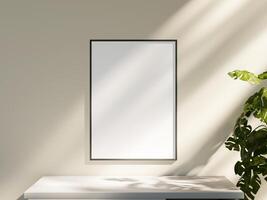 Empty framed canvas for mockups and art illustrations photo