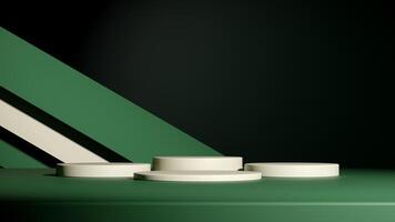 Set of cylinder pedestal podium display, Empty room background. Abstract modern rendering 3d shape for products display presentation. Pastel minimal wall scene, Studio room photo