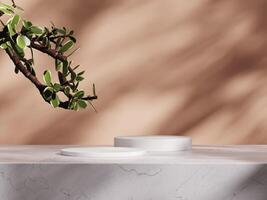 3d display product beige minimal scene with geometric podium platform. cylinder background 3d rendering with podium. stand for cosmetic products. Stage showcase on pedestal 3d beige studio photo