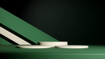 Set of cylinder pedestal podium display, Empty room background. Abstract modern rendering 3d shape for products display presentation. Pastel minimal wall scene, Studio room photo
