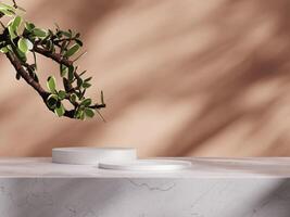 3d display product beige minimal scene with geometric podium platform. cylinder background 3d rendering with podium. stand for cosmetic products. Stage showcase on pedestal 3d beige studio photo