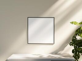 Empty framed canvas for mockups and art illustrations photo