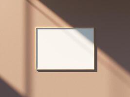 Empty framed canvas for mockups and art illustrations photo