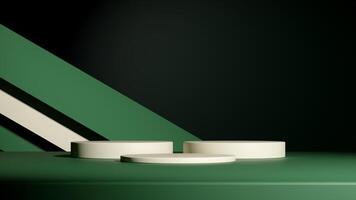 Set of cylinder pedestal podium display, Empty room background. Abstract modern rendering 3d shape for products display presentation. Pastel minimal wall scene, Studio room photo