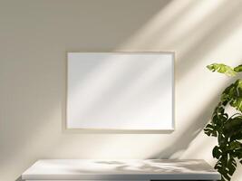 Empty framed canvas for mockups and art illustrations photo