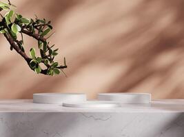 3d display product beige minimal scene with geometric podium platform. cylinder background 3d rendering with podium. stand for cosmetic products. Stage showcase on pedestal 3d beige studio photo