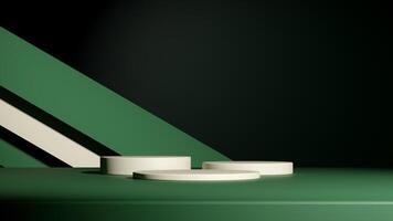 Set of cylinder pedestal podium display, Empty room background. Abstract modern rendering 3d shape for products display presentation. Pastel minimal wall scene, Studio room photo