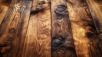 A close up of a wood floor with some dark stains photo
