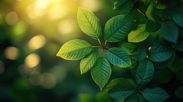 verde hojas en un árbol con luz de sol brillante mediante foto