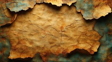A rusty metal wall with peeling paint photo
