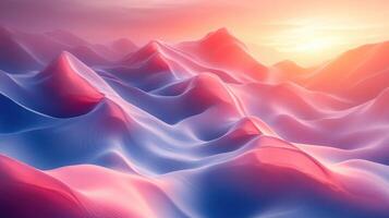 An abstract landscape with mountains and waves photo