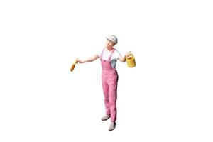 Miniature people painter isolate on white background with clipping path photo
