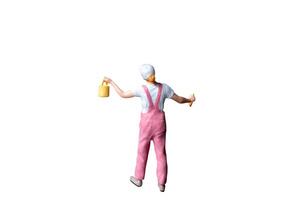 Miniature people painter isolate on white background with clipping path photo