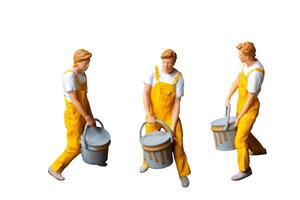 Miniature people painter isolate on white background with clipping path photo