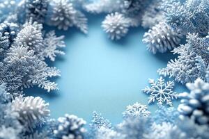 A simple winter background with snowflakes and soft tones. Includes ample copy space for text photo