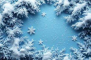 A simple winter background with snowflakes and soft tones. Includes ample copy space for text photo