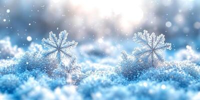 A simple winter background with snowflakes and soft tones. Includes ample copy space for text photo