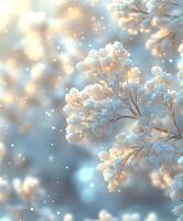 A simple winter background with snowflakes and soft tones. Includes ample copy space for text photo