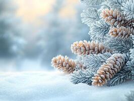 Winter-themed background with soft, snowy textures and a blank copy space for text photo