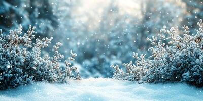 Winter-themed background with soft, snowy textures and a blank copy space for text photo