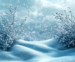 Winter-themed background with soft, snowy textures and a blank copy space for text photo