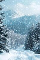 A simple winter background with snowflakes and soft tones. Includes ample copy space for text photo