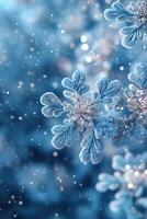 A simple winter background with snowflakes and soft tones. Includes ample copy space for text photo