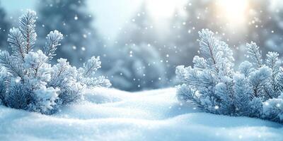 Winter-themed background with soft, snowy textures and a blank copy space for text photo
