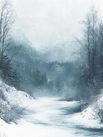 Winter-themed background with soft, snowy textures and a blank copy space for text photo