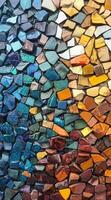 Colorful smooth pebbles tightly packed, creating a vibrant mosaic pattern. Multicolored background. photo