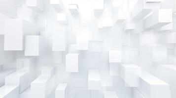 Abstract geometric white background consisting of volumetric cubes and rectangles. photo