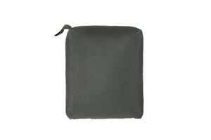 A green tactical barricade bag is isolated on a white. The bag is designed to provide a stable rest for firearms when shooting from elevated or uneven surfaces. photo