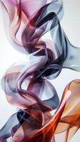 abstract 3d sculptural of colorful waves with transparent glass style over the white background. photo