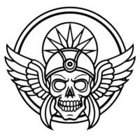 A skull with wings and a helmet vector