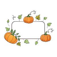 Pumpkins and leaves in a frame with a blank space vector