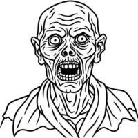 Zombie face coloring pages vector