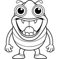 A cartoon bug with big eyes and a smile coloring page vector