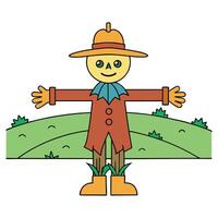 Whimsical Scarecrow Doll. Guard of the Fields vector