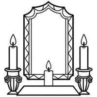 Dark gothic vertical frame mockup on the table with candles vector