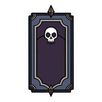 Dark gothic vertical frame mockup with book and skull vector