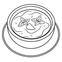 Creamy pumpkin soup on marble background with top view vector