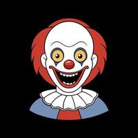 Close-up of a horror clown on a dark background. vector
