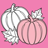White pumpkins and autumn leaves on pink background vector